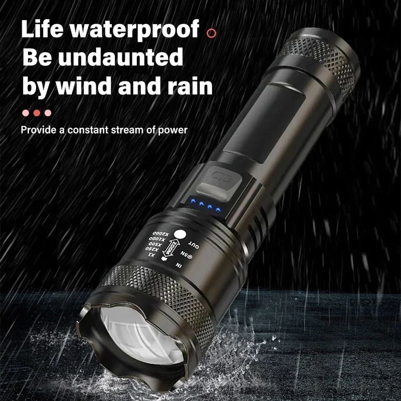 PowerBeam 2000LM Tactical Flashlight Rechargeable LED Flashlight With Zoom Display 2