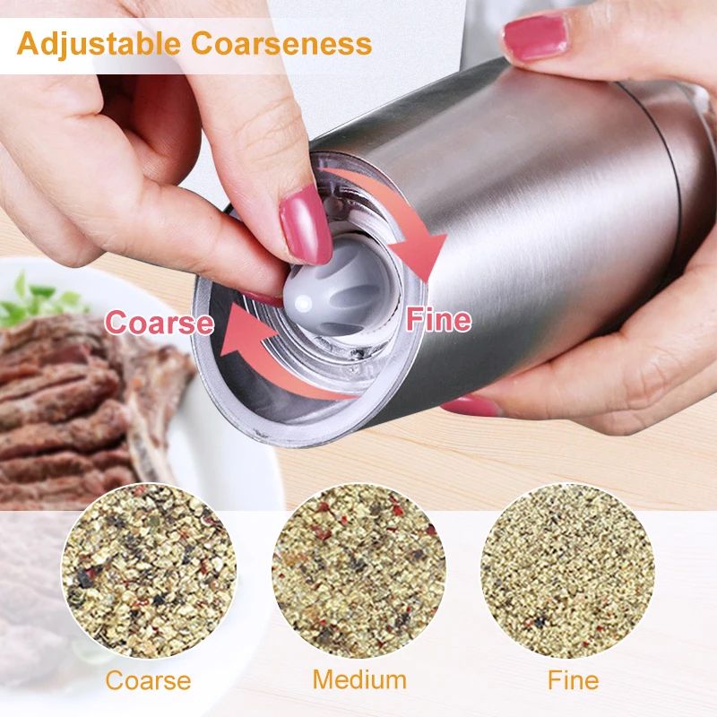 GrindEase Gravity Electric Pepper Mill Set Electric Pepper Mill With LED Precision 1