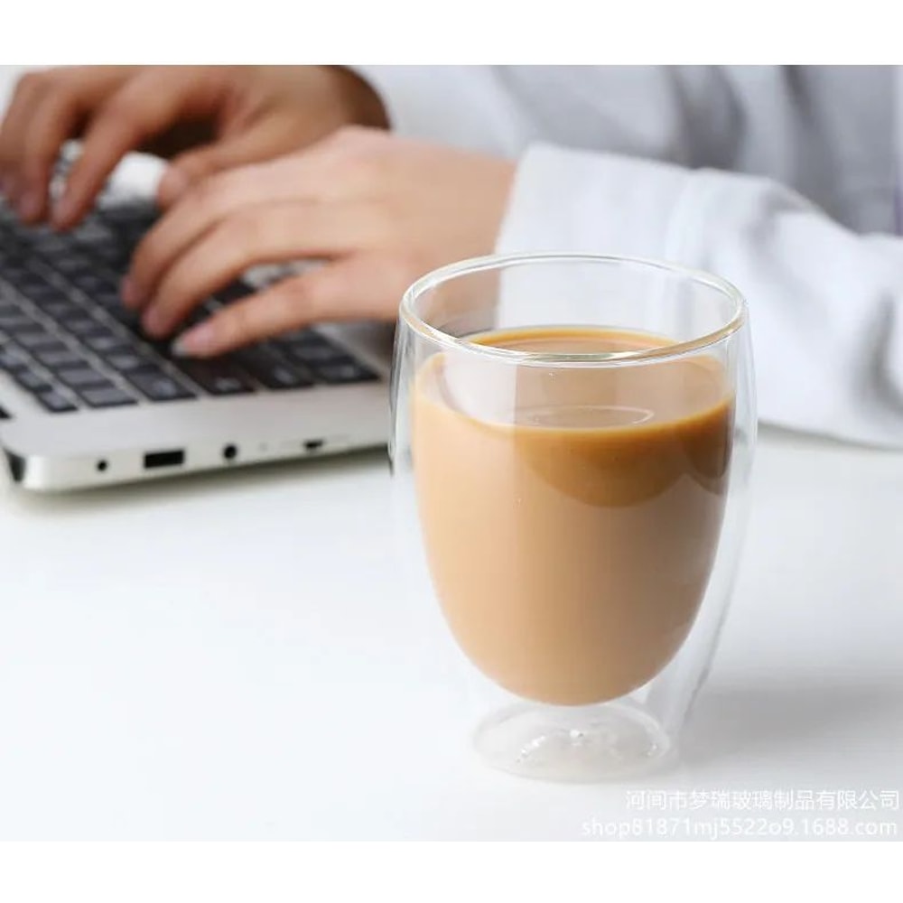 ClearTherm Double Wall Glass Cups Double Wall Glass Cup Set 80650 Ml For Coffee Beer More 2