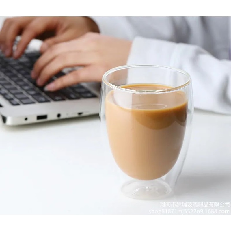 ClearTherm Double Wall Glass Cups Double Wall Glass Cup Set 80650 Ml For Coffee Beer More 2