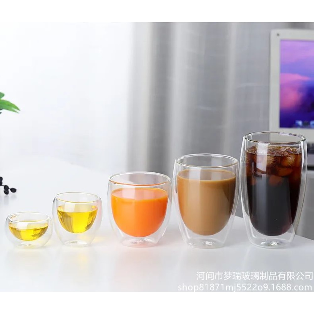 ClearTherm Double Wall Glass Cups Double Wall Glass Cup Set 80650 Ml For Coffee Beer More 4