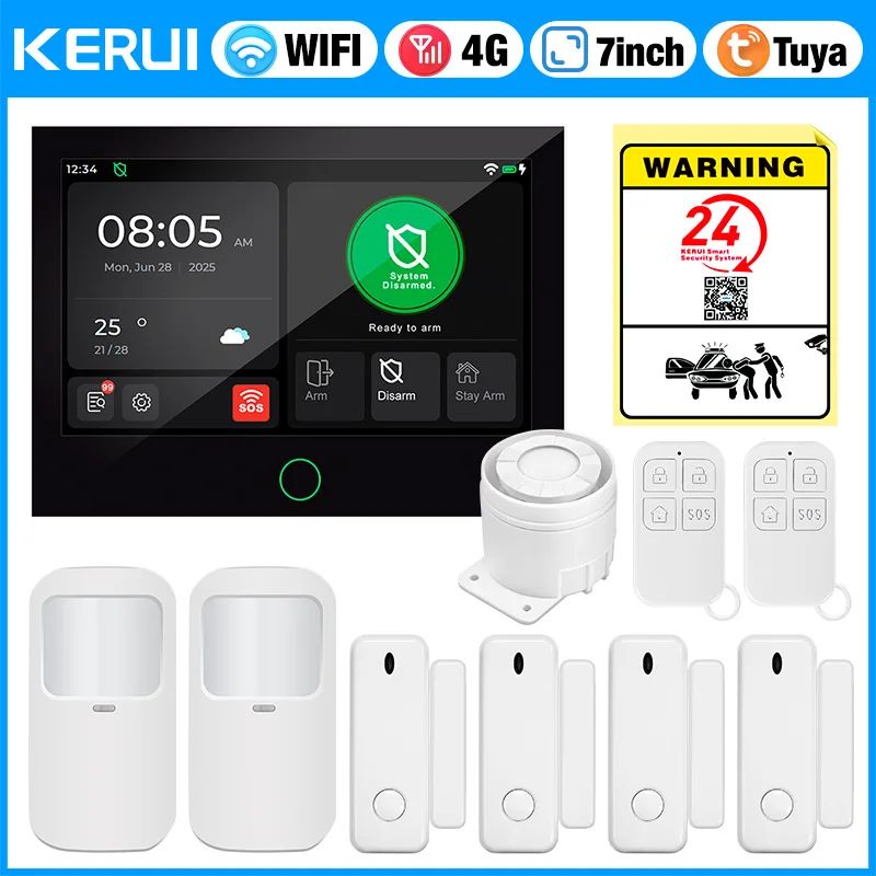 KERUI 4G WiFi Smart Home Alarm System With 7Inch Touch Screen For House Apartment Security 5