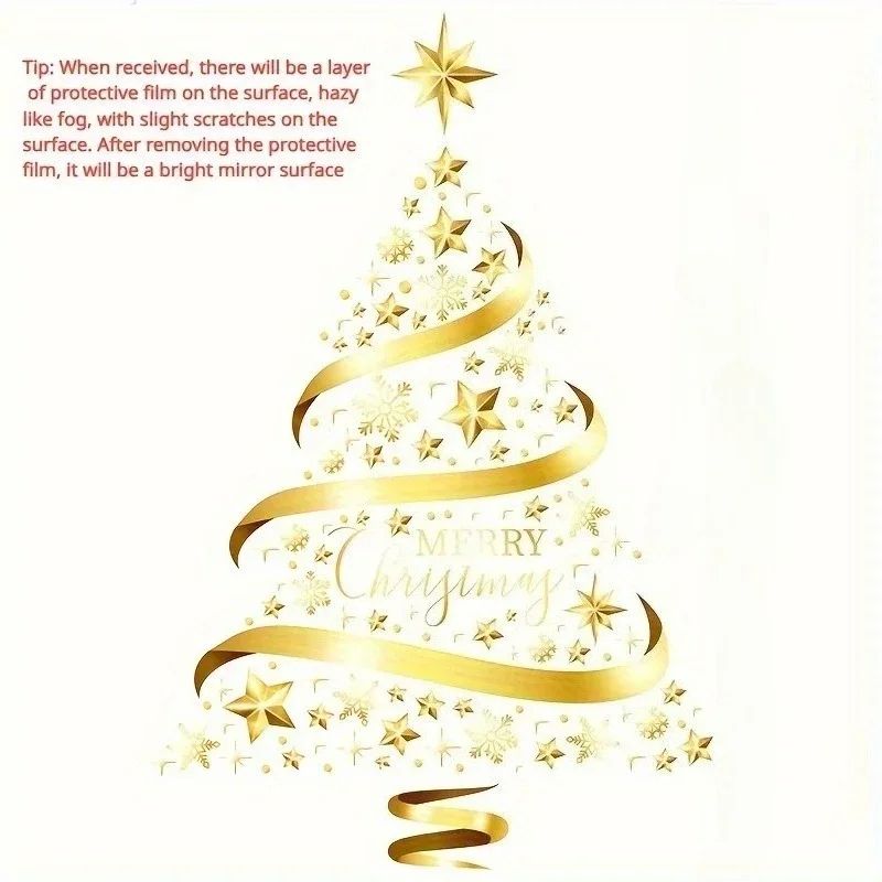 Golden Christmas Garland Window Stickers Festive Snowflake Glass Decals For Holiday Decor 5