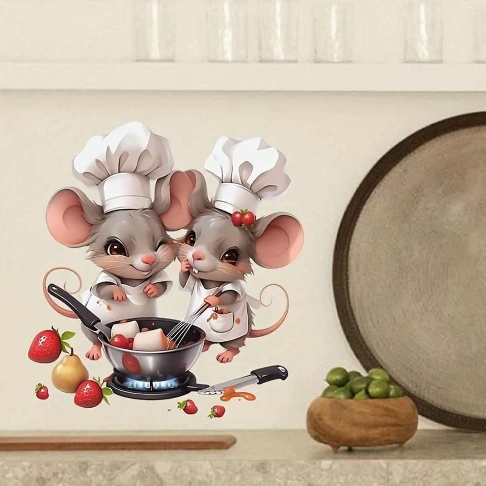 Cartoon Mouse Chef Wall Sticker Removable Kitchen Vinyl Wall Decal Decor 0