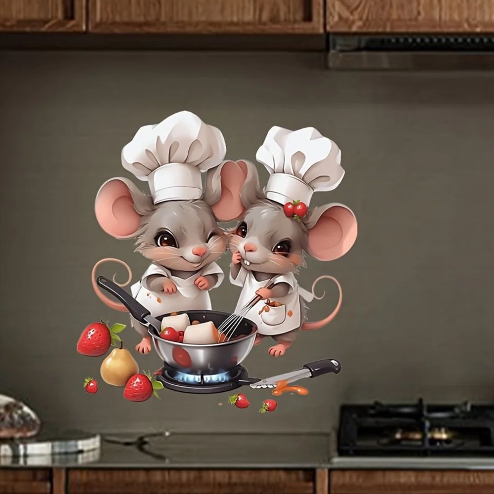 Cartoon Mouse Chef Wall Sticker Removable Kitchen Vinyl Wall Decal Decor 2