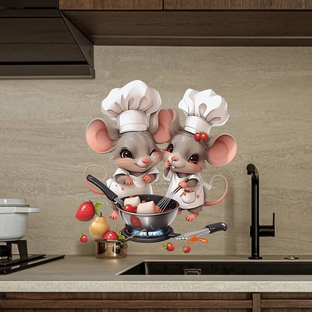 Cartoon Mouse Chef Wall Sticker Removable Kitchen Vinyl Wall Decal Decor 3