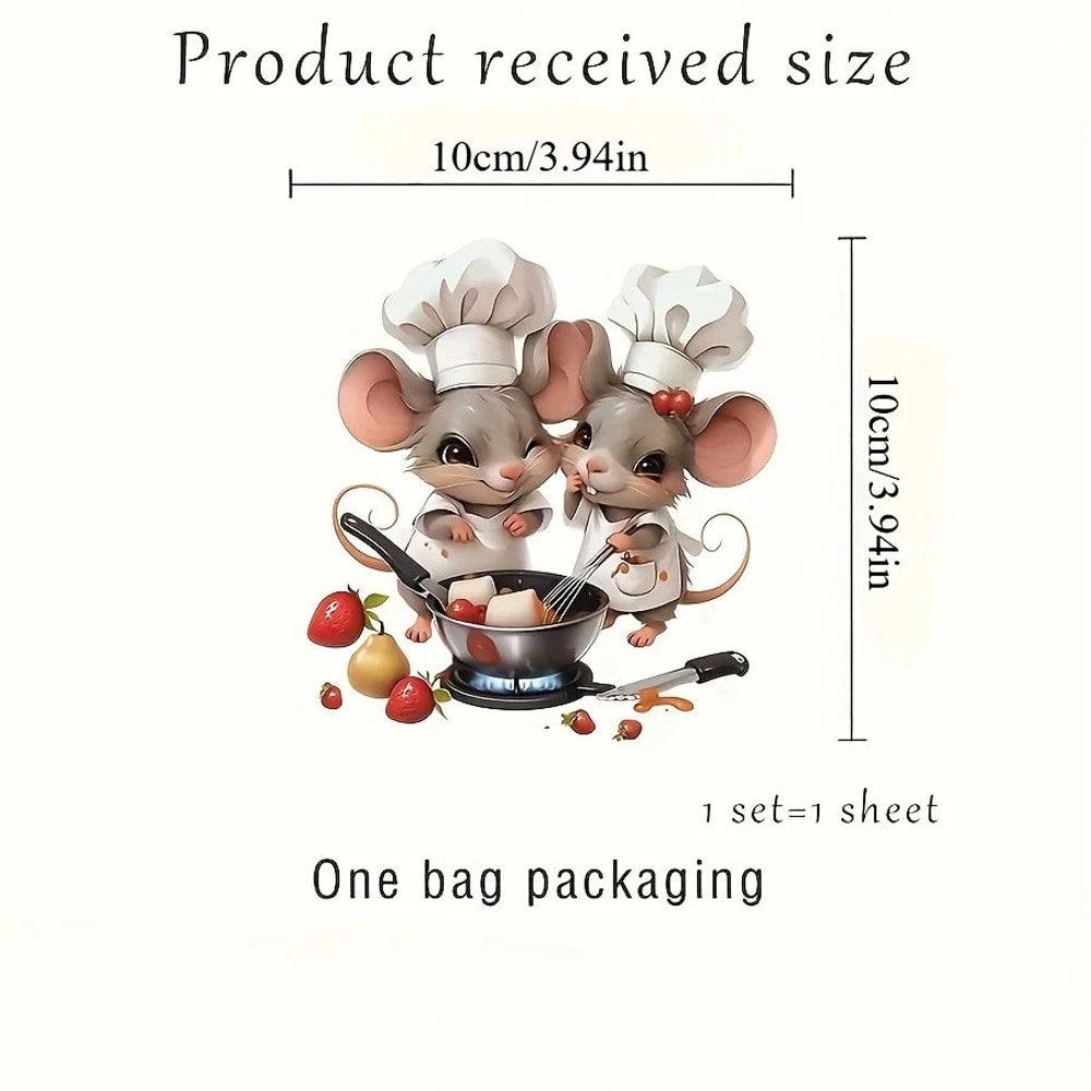 Cartoon Mouse Chef Wall Sticker Removable Kitchen Vinyl Wall Decal Decor 4