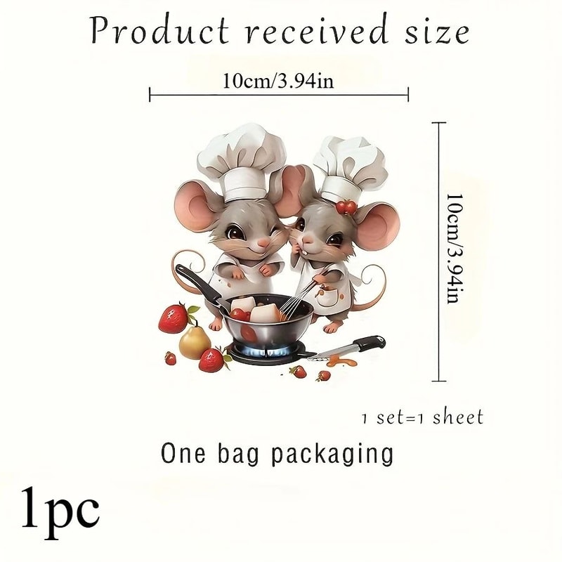 Cartoon Mouse Chef Wall Sticker Removable Kitchen Vinyl Wall Decal Decor 5