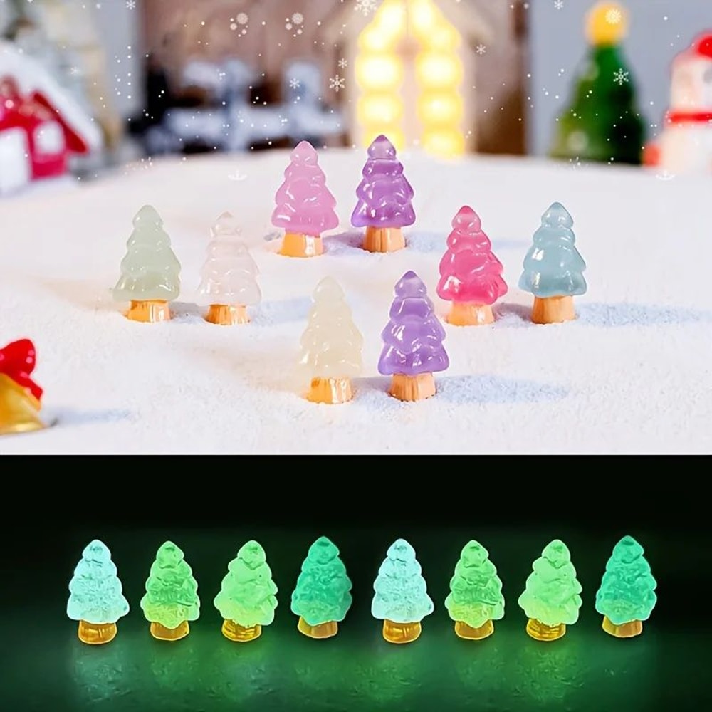 GlowintheDark Christmas Mini Ornaments 16Piece Resin Tree Tabletop Decor Set 0