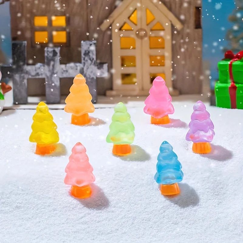 GlowintheDark Christmas Mini Ornaments 16Piece Resin Tree Tabletop Decor Set 1