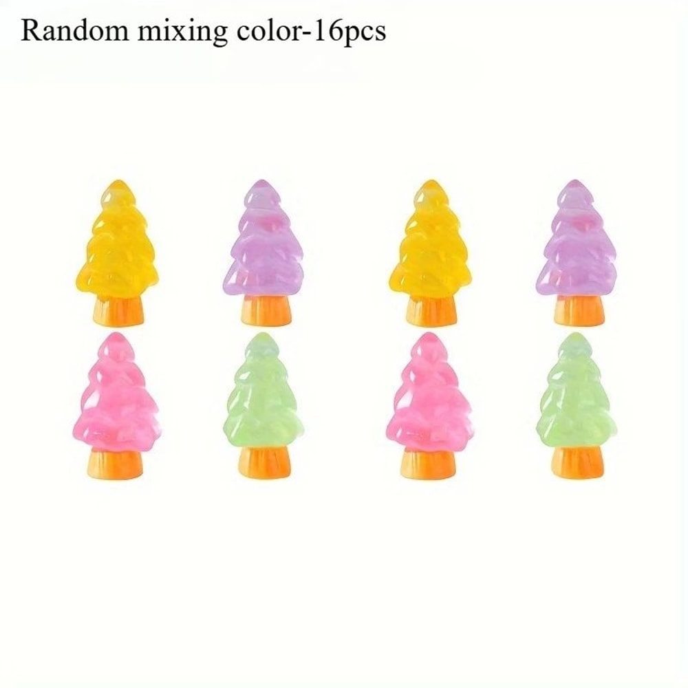 GlowintheDark Christmas Mini Ornaments 16Piece Resin Tree Tabletop Decor Set 6