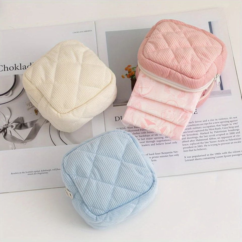 Women Sanitary Pad Storage Pouch Large Capacity Travel Cosmetic Coin Bag 0