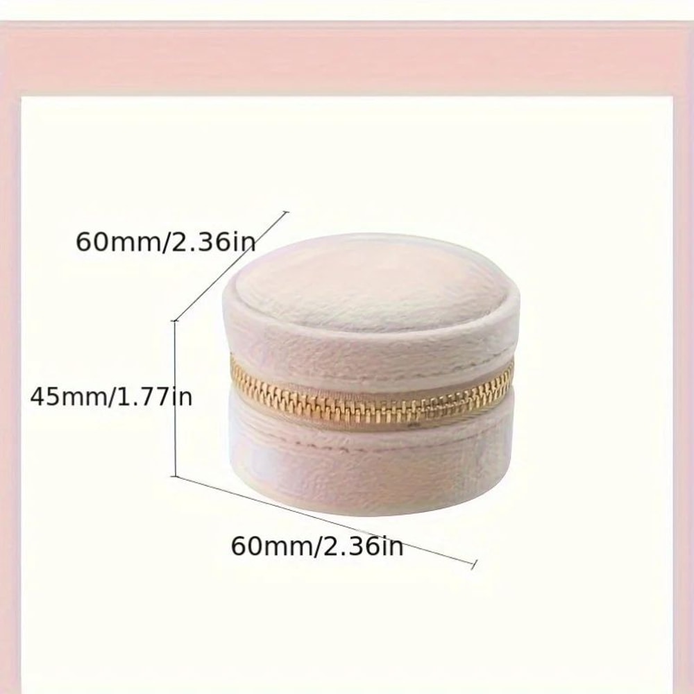 Mini Velvet Travel Jewelry Box Portable Round Organizer For Rings Earrings Necklaces 3
