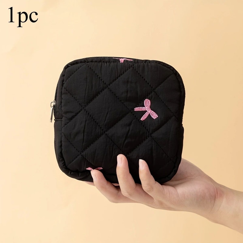 Bow Pattern Sanitary Pad Storage Pouch Portable Feminine Organizer Cosmetic Bag For Women 6