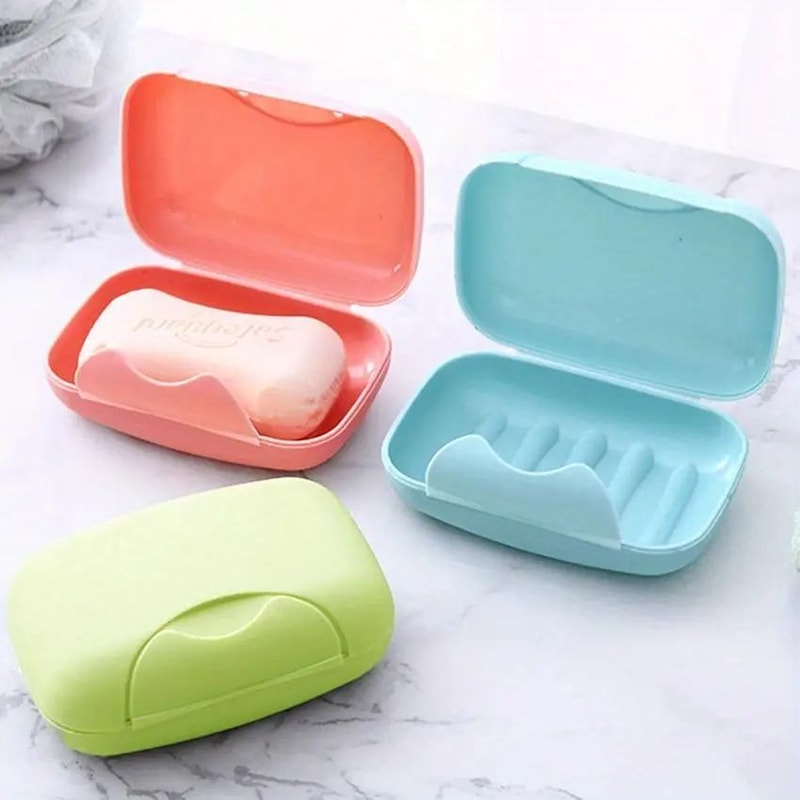 Portable Soap Box With Lid 2Piece Travel Soap Dish Containers For Bathroom Baby Use 0