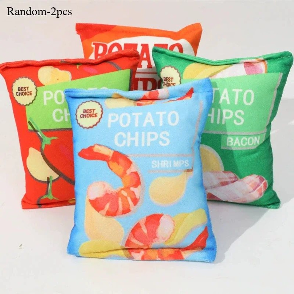 Funny Crisps Plush Dog Toys 2Pack Squeaky Chew Toys For Small Medium Dogs 6