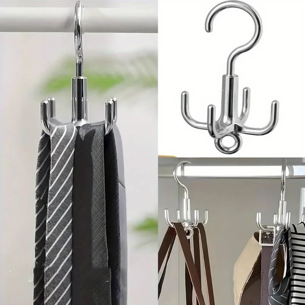 Rotating MultiHook Clothes Hanger 4Claw Wardrobe Organizer For Belts Scarves Coats 2 Pcs 0