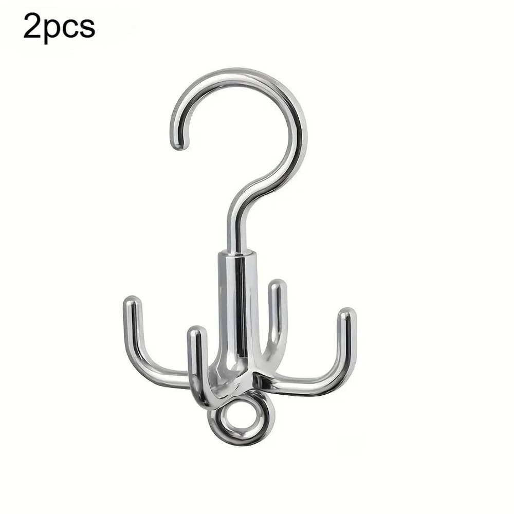 Rotating MultiHook Clothes Hanger 4Claw Wardrobe Organizer For Belts Scarves Coats 2 Pcs 3