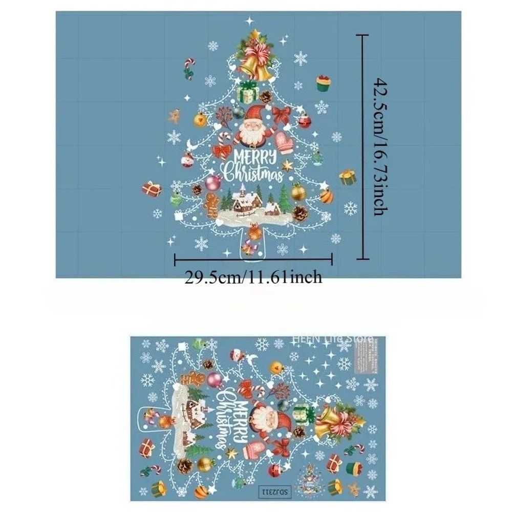 Christmas Window Stickers With Santa Tree Festive Glass Decals For Holiday Home Decor 5