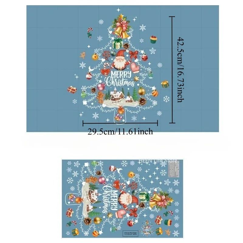 Christmas Window Stickers With Santa Tree Festive Glass Decals For Holiday Home Decor 5