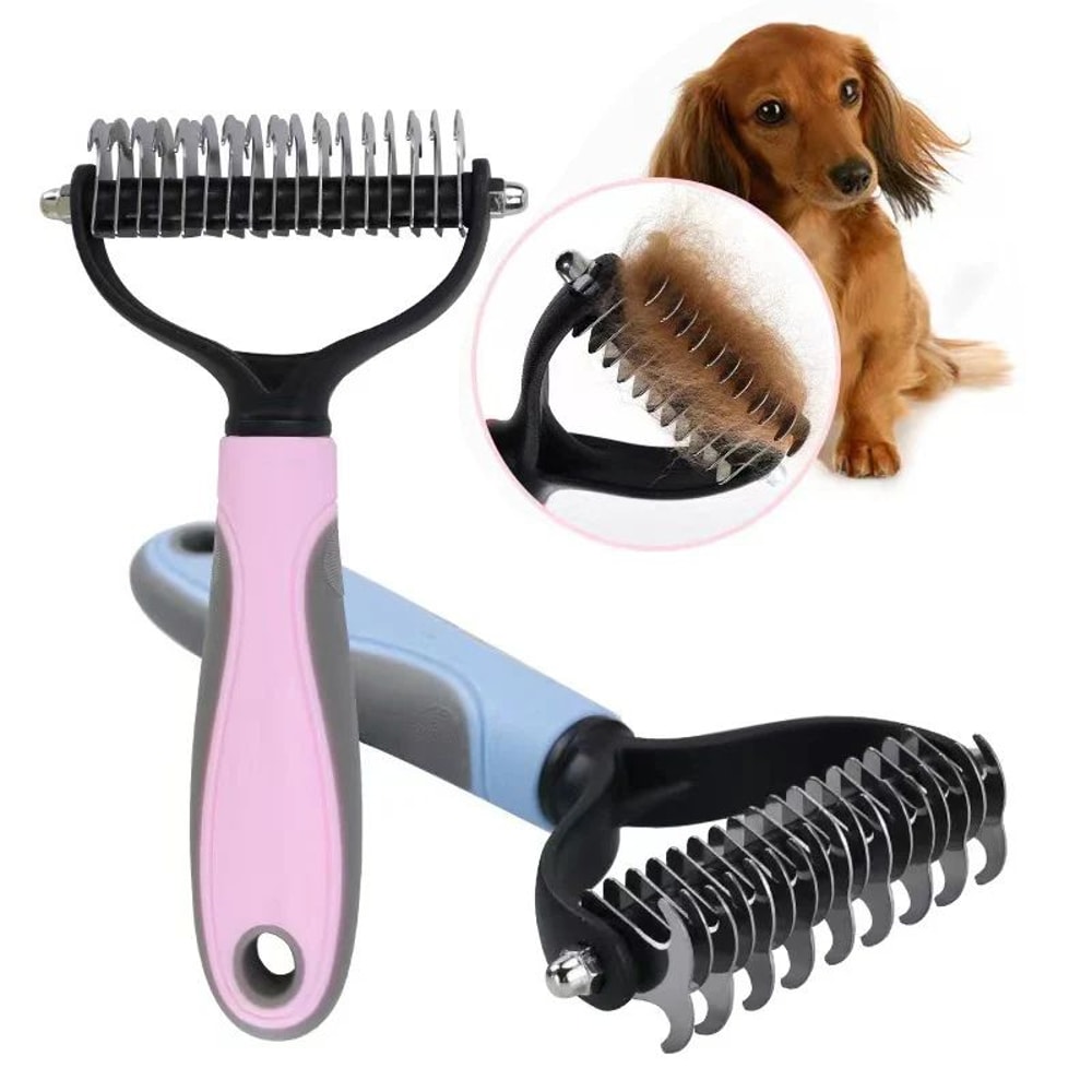 Professional Pet Deshedding Brush Dog Cat Hair Remover Comb For Shedding And Knots 0