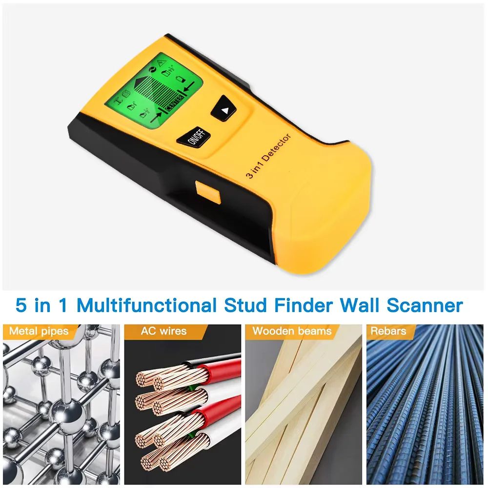 3in1 Wall Scanner Stud Finder Metal Wood Live Wire Detector For Safe Drilling 2