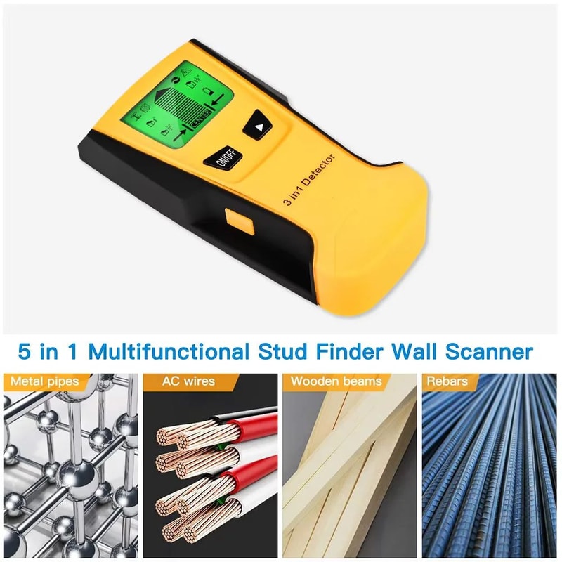 3in1 Wall Scanner Stud Finder Metal Wood Live Wire Detector For Safe Drilling 2