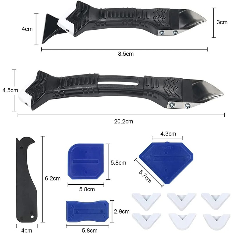 5in1 Caulking Tool Kit Silicone Scraper Glue Remover Grout Finishing Tool 1