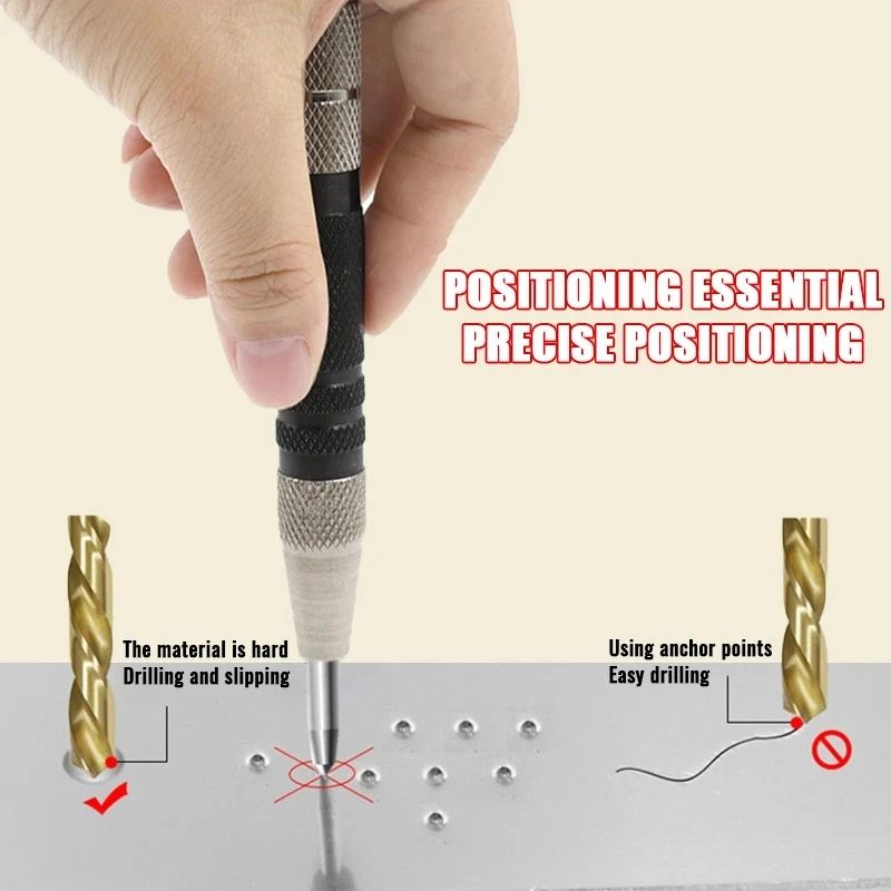 Precision HSS Automatic Center Punch Tool HeavyDuty SpringLoaded Marking Punch For Metal Wood Gla 4