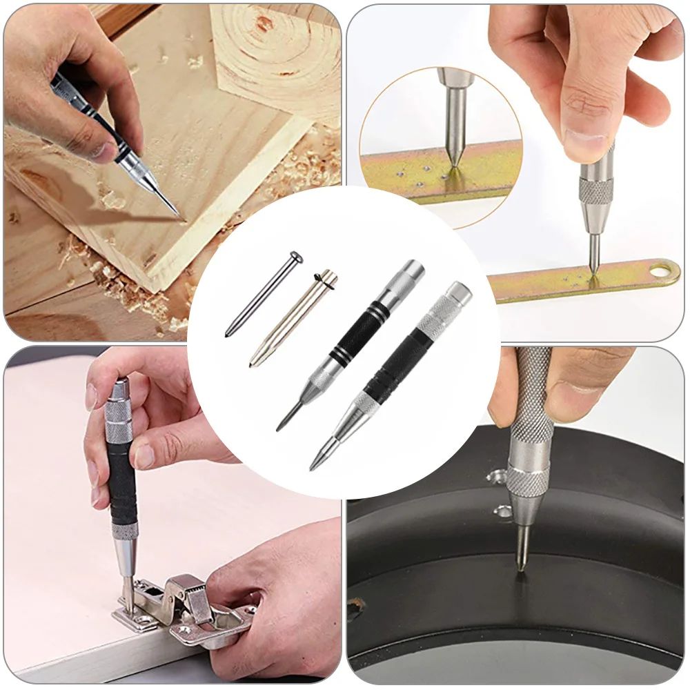 Precision HSS Automatic Center Punch Tool HeavyDuty SpringLoaded Marking Punch For Metal Wood Gla 5