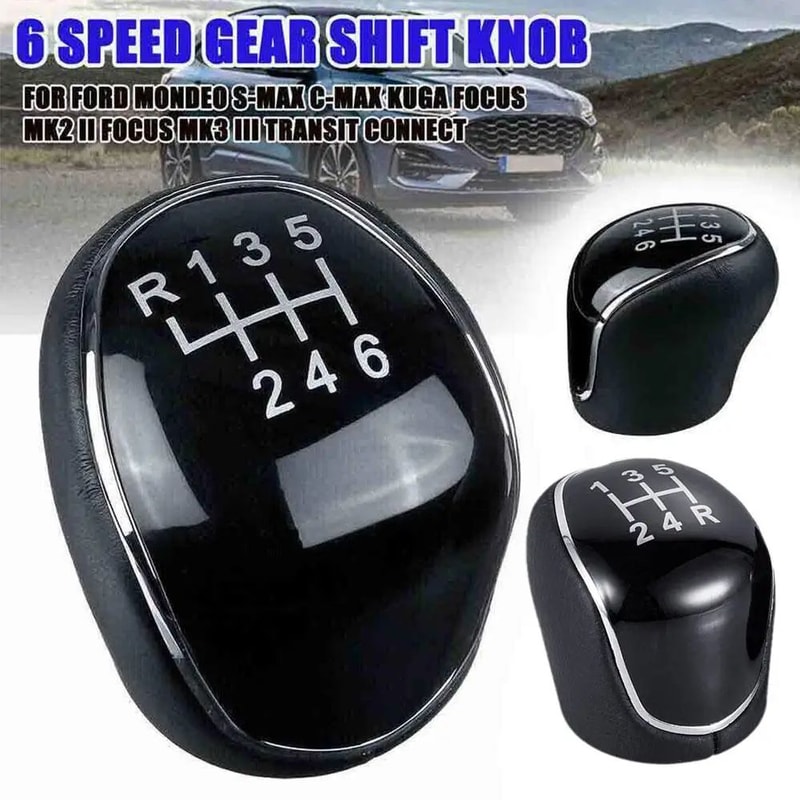 Premium Ford Gear Shift Knob Leather Manual Shifter Knob For Mondeo Focus CMax Kuga 56 Speed 0