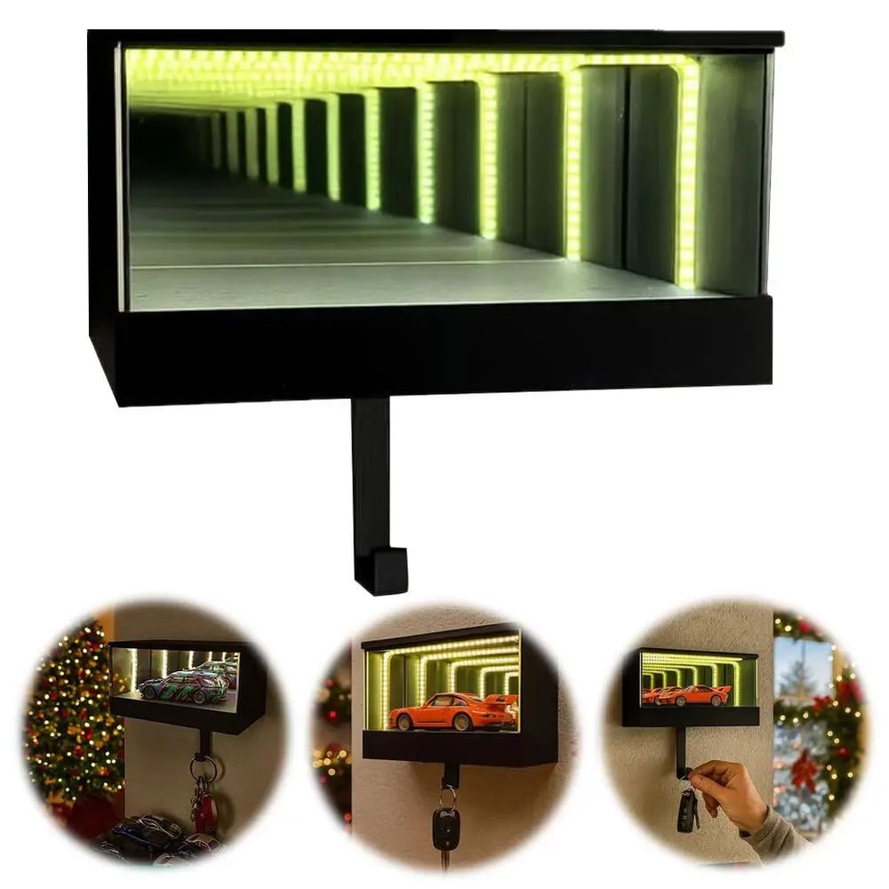 Infinity Glow Illuminated Key Holder Modern Garage Key Hook With Infinity Mirror Effect 2