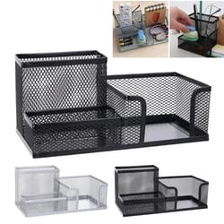 modern iron metal pen holder - multi-compartment desk organizer for clean, stylish workspaces
