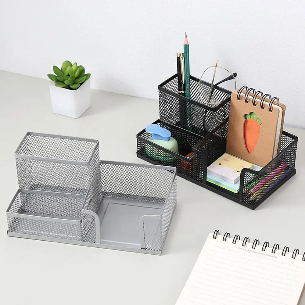 Modern Iron Metal Pen Holder MultiCompartment Desk Organizer For Clean Stylish Workspaces 2