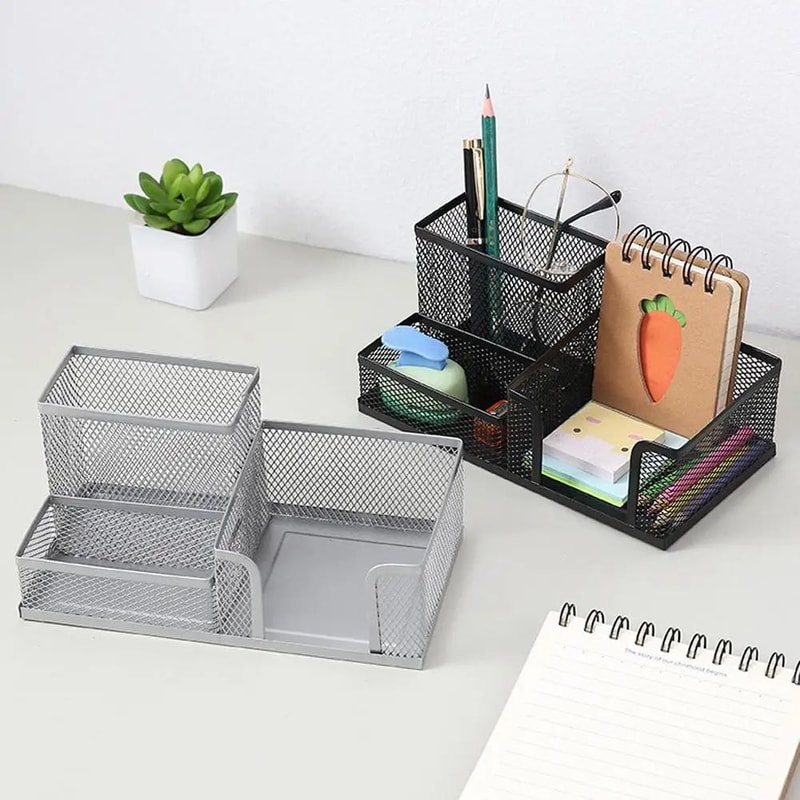 Modern Iron Metal Pen Holder MultiCompartment Desk Organizer For Clean Stylish Workspaces 2