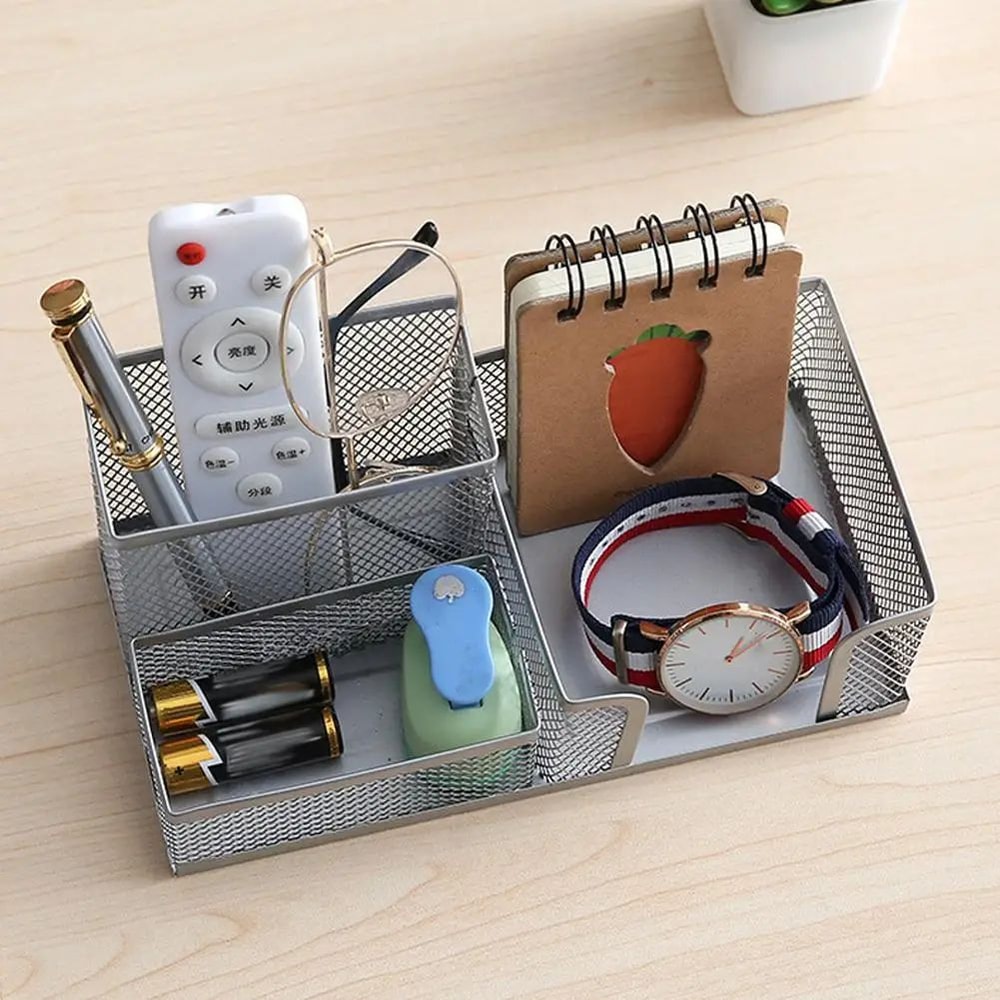 Modern Iron Metal Pen Holder MultiCompartment Desk Organizer For Clean Stylish Workspaces 3