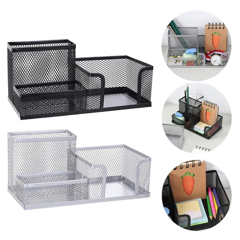 Modern Iron Metal Pen Holder MultiCompartment Desk Organizer For Clean Stylish Workspaces 4