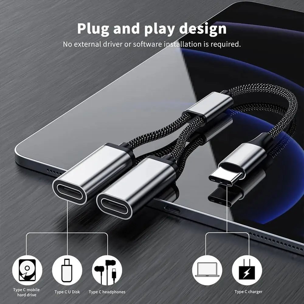 SmartConnect USB C Splitter Dual USB C Hub Adapter For Phones Tablets 1