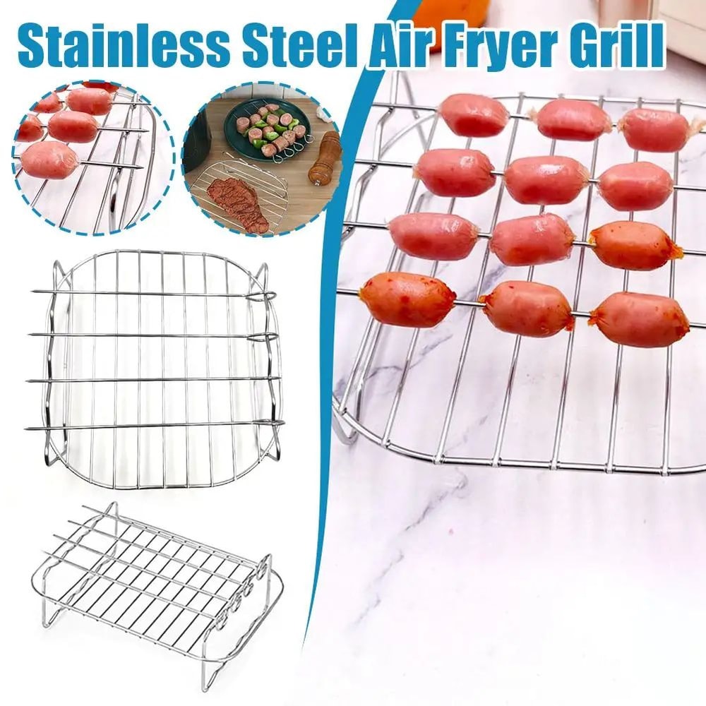 Stainless Steel Air Fryer Grill Rack Square Barbecue Bread Rack Accessory 1