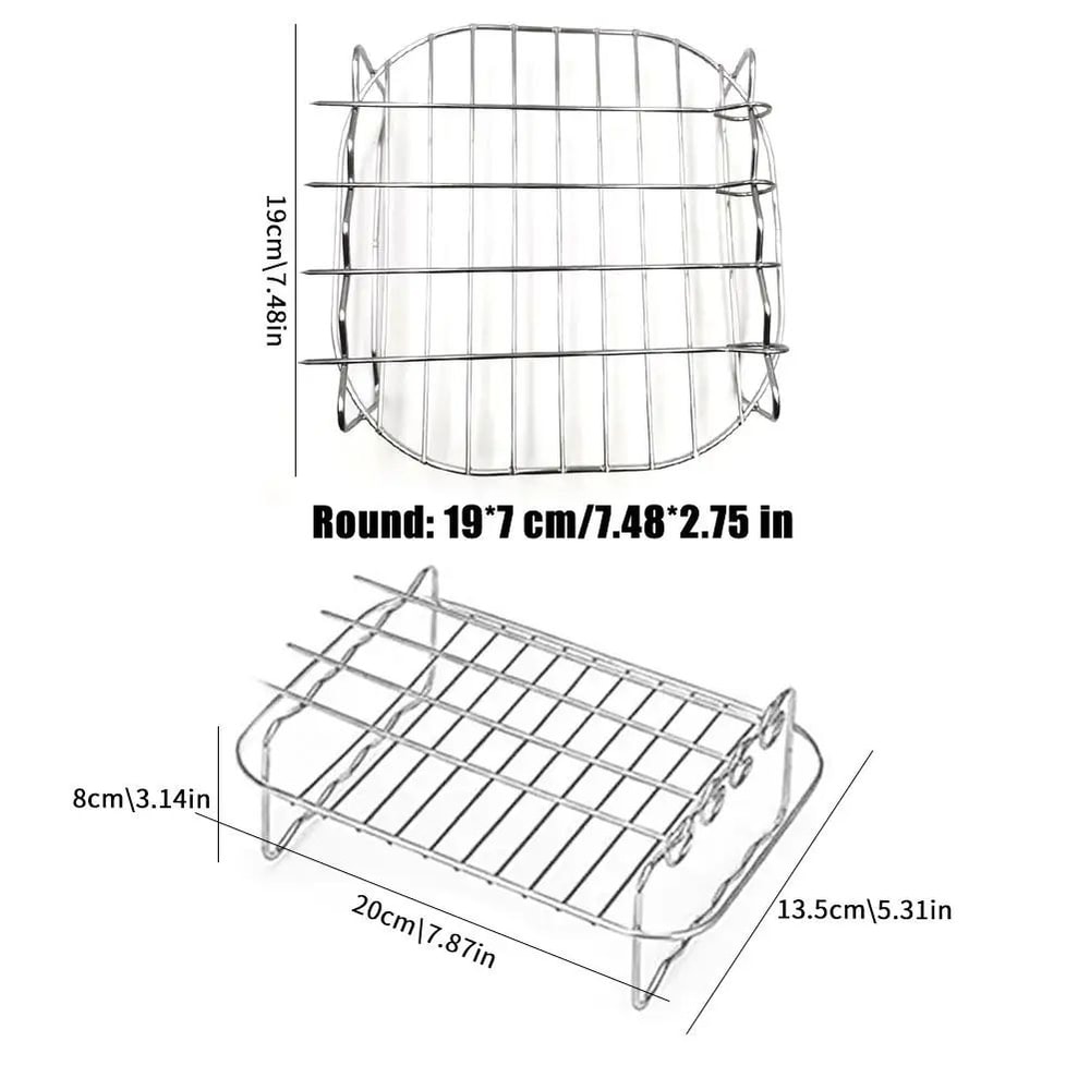 Stainless Steel Air Fryer Grill Rack Square Barbecue Bread Rack Accessory 5