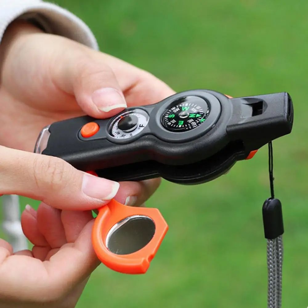 SurvivalGuard 7in1 Emergency Whistle LED Compass Outdoor Safety Tool 2