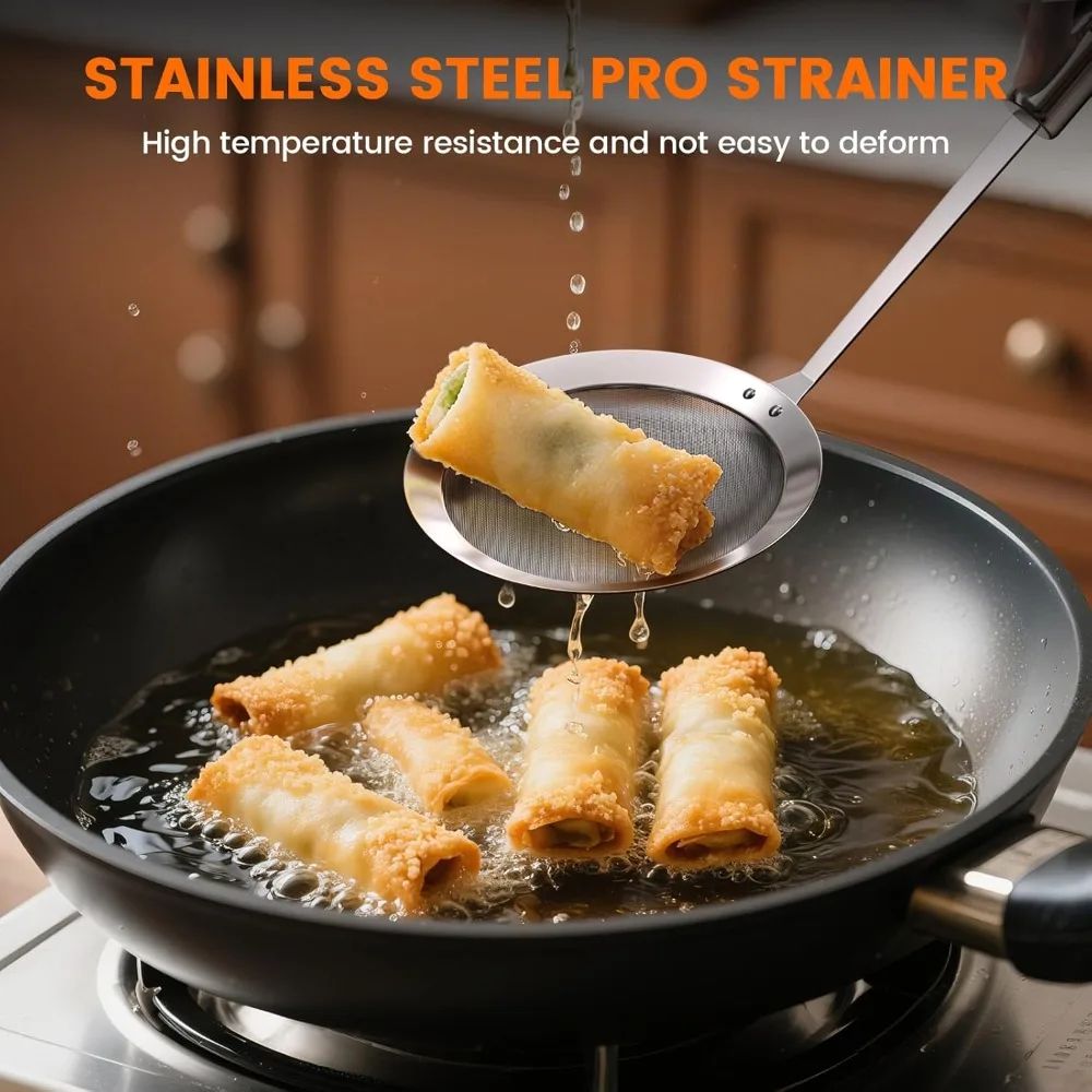 PureSkim Stainless Steel Skimmer Spoon Fine Mesh Oil Foam Strainer For Cooking 2