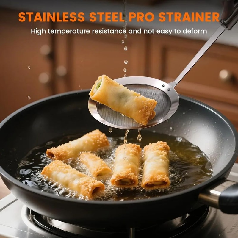 PureSkim Stainless Steel Skimmer Spoon Fine Mesh Oil Foam Strainer For Cooking 2