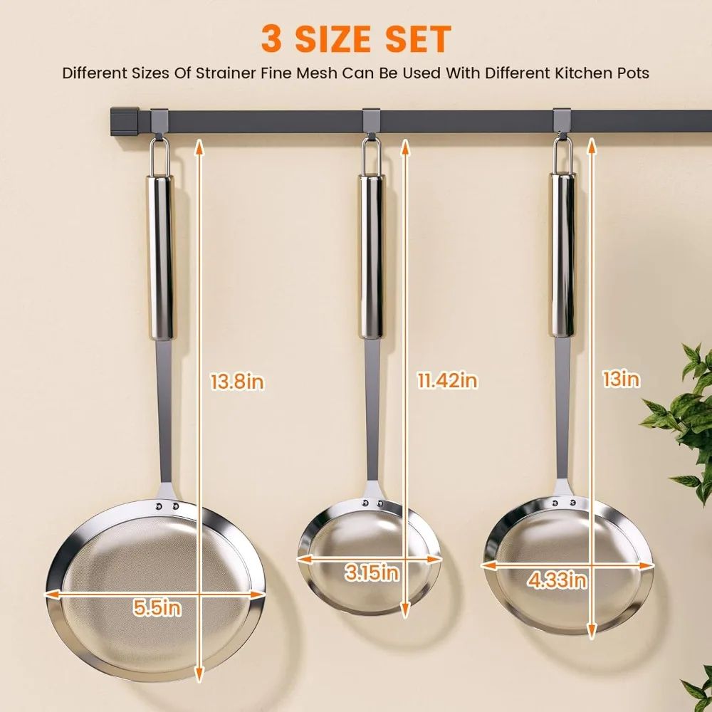 PureSkim Stainless Steel Skimmer Spoon Fine Mesh Oil Foam Strainer For Cooking 3