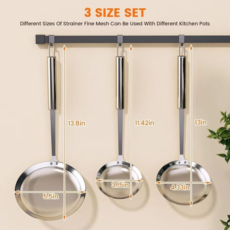 PureSkim Stainless Steel Skimmer Spoon Fine Mesh Oil Foam Strainer For Cooking 4