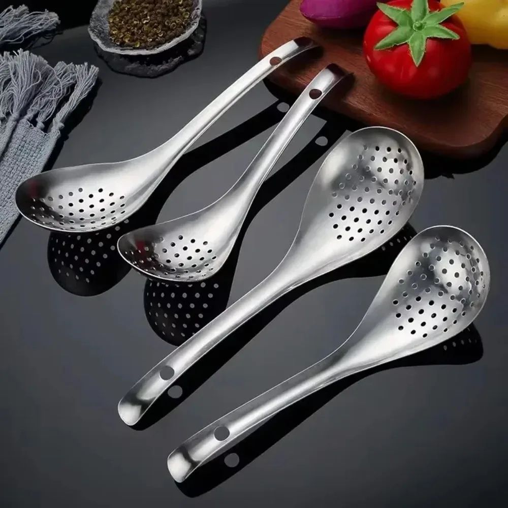 QuickDrain Stainless Steel Colander Spoon MultiUse Skimmer Food Strainer For Cooking 1