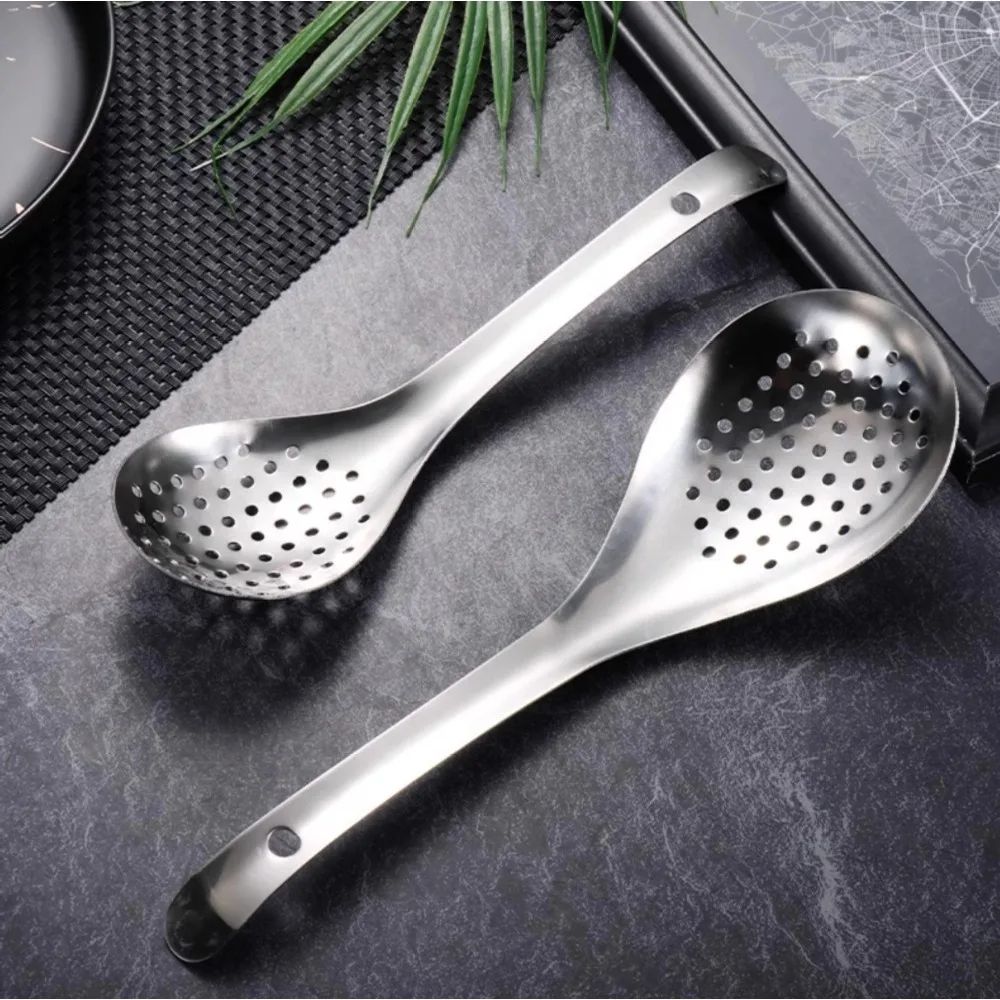 QuickDrain Stainless Steel Colander Spoon MultiUse Skimmer Food Strainer For Cooking 8