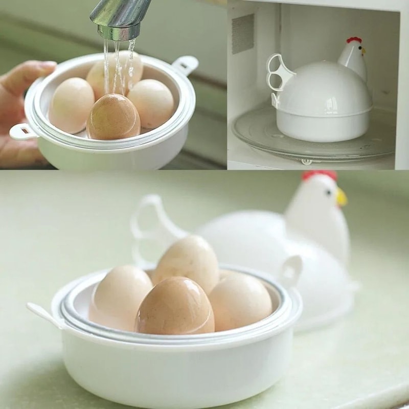 CluckCook Microwave Egg Cooker ChickenShaped Rapid Egg Maker For Soft Or Firm Eggs 1