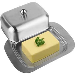 premium stainless steel butter dish storage container – 7-inch covered butter keeper with easy-grip lid