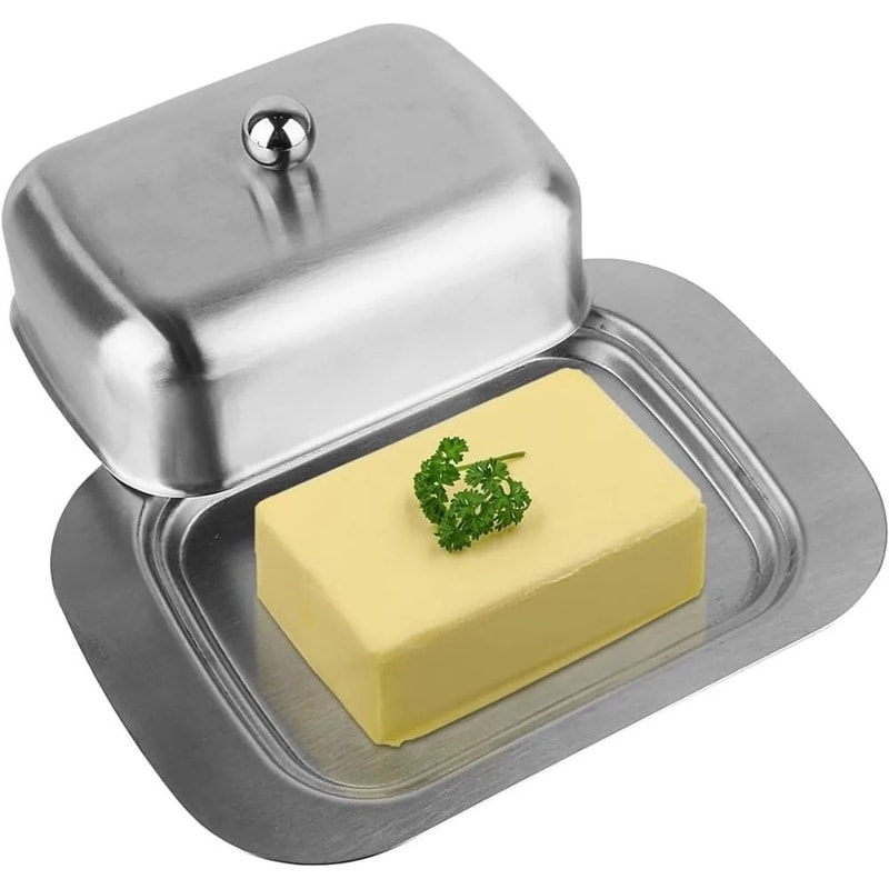 Premium Stainless Steel Butter Dish Storage Container 7Inch Covered Butter Keeper With EasyGrip Li 0